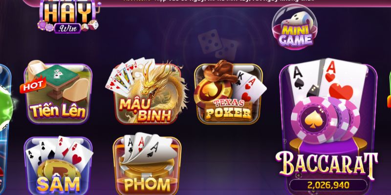 Trải nghiệm sảnh game bài đa dạng